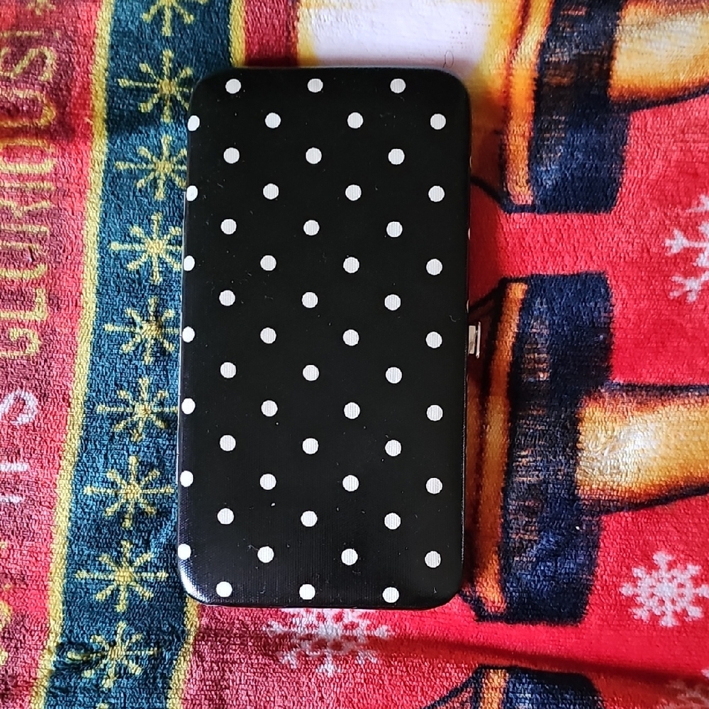 Black Polka Dot Protective Wallet Case - Unbranded